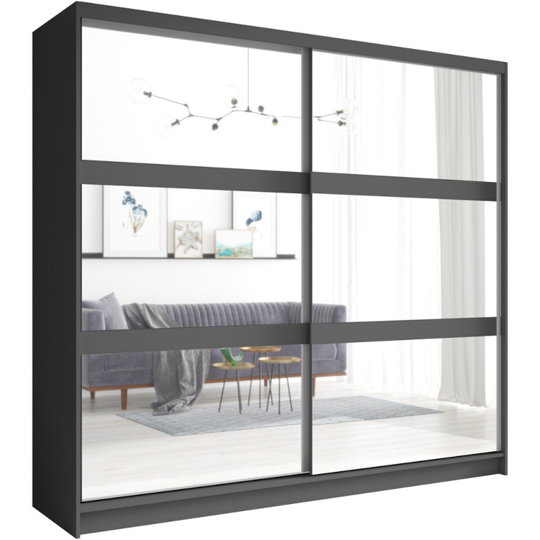 szafa przesuwna z lustrem 230 nino 01 szary grafit