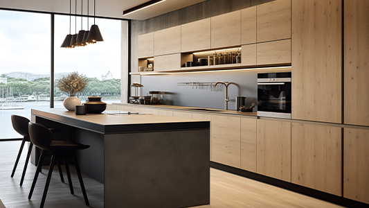 Nowoczesna kuchnia z drewnem - inspiracje i meble