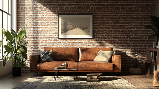 Salon z akcentem cegły - jakie meble będą pasować?