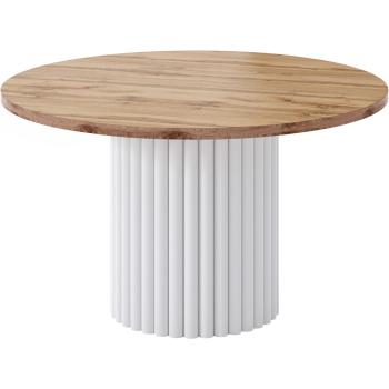 Stolik okrągły CASCANO biały / dąb wotan