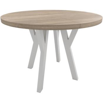 Okrągły stół ENZO 100cm rozkładany do 150cm dąb sonoma i białe nogi