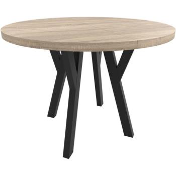 Okrągły stół ENZO 100cm rozkładany do 250cm dąb sonoma i czarne nogi