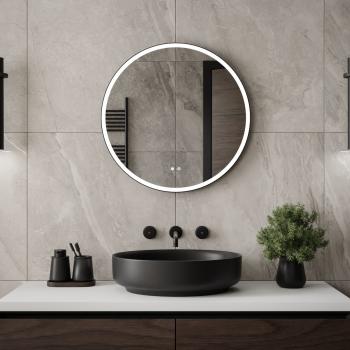 Lustro łazienkowe okrągłe ARIEL 60cm z oświetleniem LED antypara