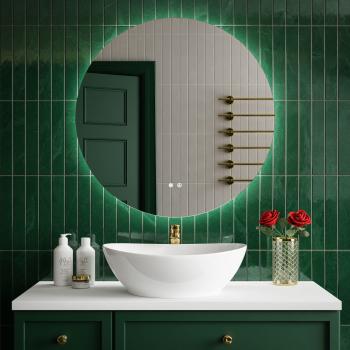 Lustro łazienkowe okrągłe KLARA 80cm z oświetleniem LED antypara