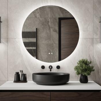 Lustro łazienkowe okrągłe KLARA 80cm z oświetleniem LED antypara