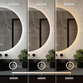 Lustro łazienkowe okrągłe KLARA 80cm z oświetleniem LED antypara