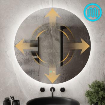 Lustro łazienkowe okrągłe KLARA 80cm z oświetleniem LED antypara