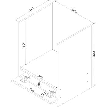 Wymiary: Szafka pod piekarnik DK60 ELLEN 07