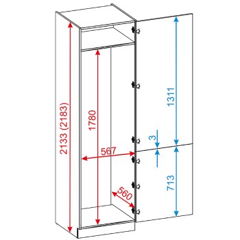 Szafka dolna ADELINE D60 LO P/L 2FR wymiary