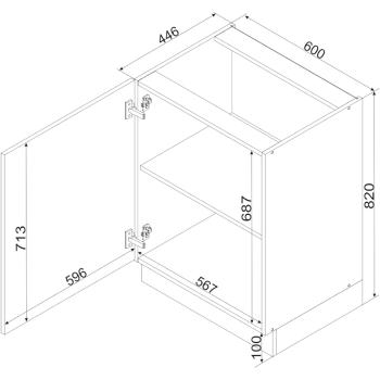 Wymiary: Szafka dolna D60 ELLEN 04