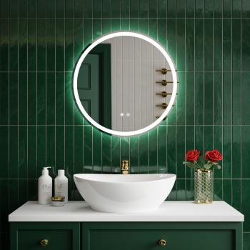 Lustro łazienkowe okrągłe LUIZA 60cm z oświetleniem LED antypara