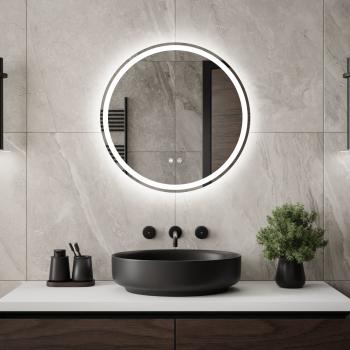 Lustro łazienkowe okrągłe LUIZA 60cm z oświetleniem LED antypara