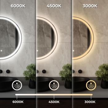 Lustro łazienkowe okrągłe LUIZA 60cm z oświetleniem LED antypara