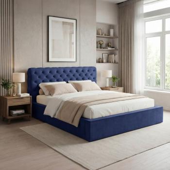 Lozko-tapicerowane-z-pojemnikiem-i-stelazem-pod-materac-pikowane-Apollo-granatowy3-4