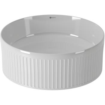 Umywalka nablatowa ryflowana VIRA 37cm biała do łazienki