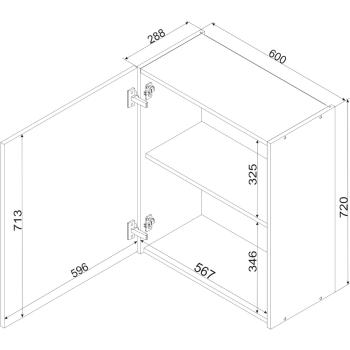 Wymiary: Szafka górna W60 ELLEN 18