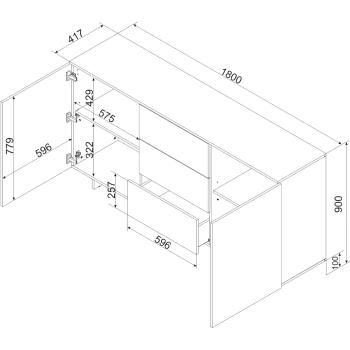 Wymiary: Komoda MALMO 2D3S