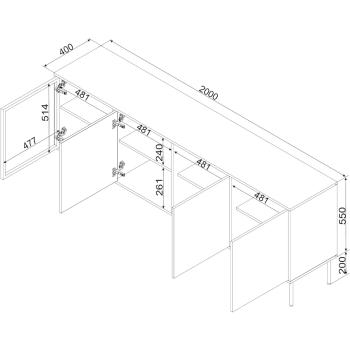 Wymiary: Komoda ANDREA 200 4D