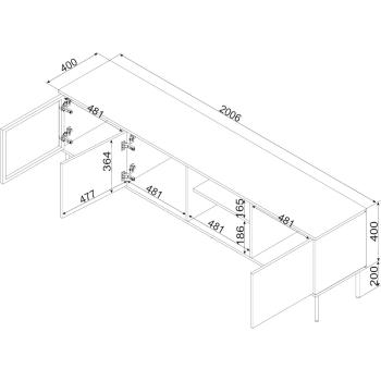 Wymiary: Komoda RTV ANDREA 200 3D