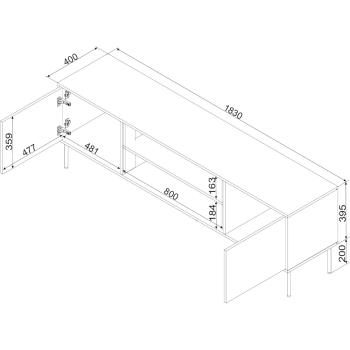 Wymiary: Komoda RTV ANDREA 180 EF 2D