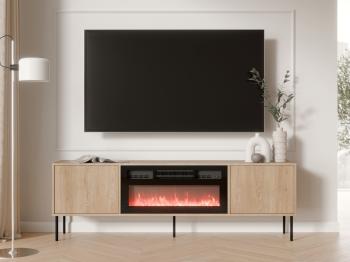 Komoda RTV z kominkiem ANDREA 180 EF 2D dąb cremona