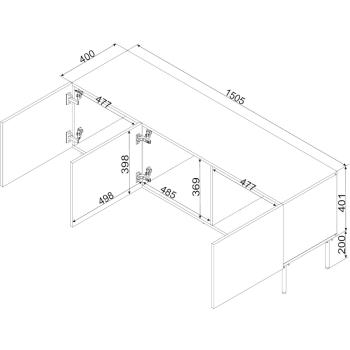 Wymiary: Komoda RTV ISOLA 150