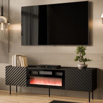 Komoda RTV z kominkiem TESSI 180 EF czarny