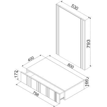Wymiary: Toaletka z lustrem ISOLA