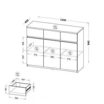 Wymiary: Komoda CARA 06