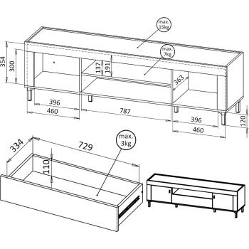 Wymiary: Komoda RTV MOSSO 08