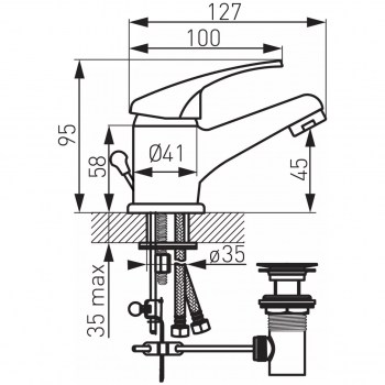 Wymiary: Bateria umywalkowa BASIC