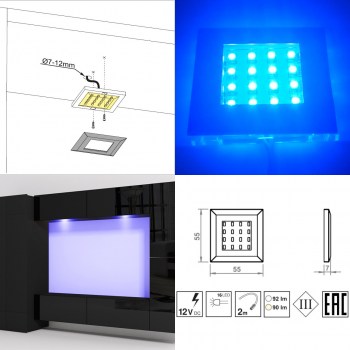 Oświetlenie LED QUATRO niebieskie