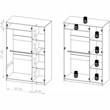 Wymiary: Szafa 3D BONEY BO06