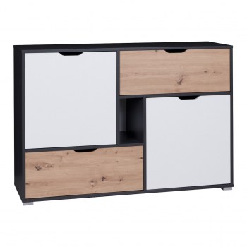 Komoda IGA IW02 grafit / biały + dąb artisan