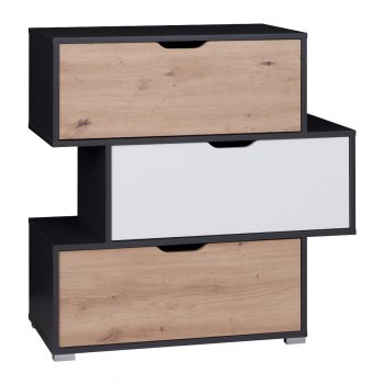 Komoda IGA IW03 grafit / biały + dąb artisan