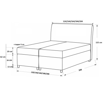 Łóżko kontynentalne 200x200 JULIA fresh 11