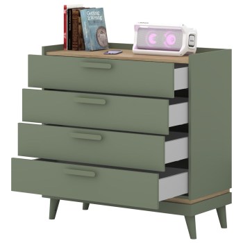 Komoda CANDIS 27 zielony / dąb olejowany