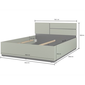 Łóżko z pojemnikiem 160x200 CROSI 51 wymiary