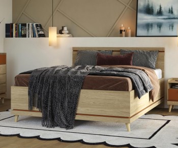 Łóżko z pojemnikiem 180x200 CANDIS 52 dąb olejowany / ceglany