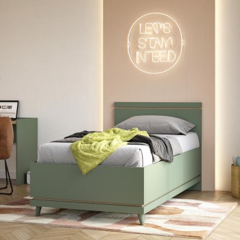 Łóżko 100x200 CANDIS 34 zielony / dąb olejowany