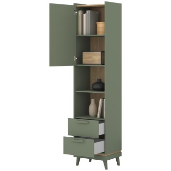 Regał CANDIS 88 zielony / dąb olejowany