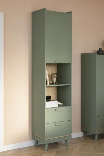 Regał CANDIS 88 zielony / dąb olejowany