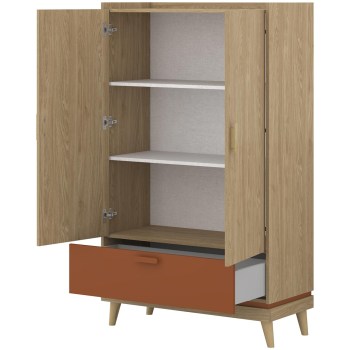 Szafa uchylna z szufladą CANDIS 38 dąb olejowany / ceglany