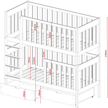 Wymiary: Łóżko piętrowe ALVA