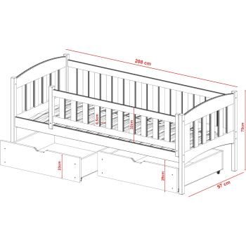 Wymiary: Drewniane łóżko dziecięce 90x200 BINGO