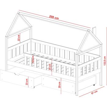 Wymiary: Drewniane łóżko dziecięce 90x200 CASA