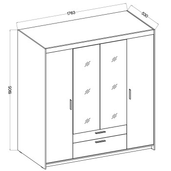 Wymiary: Szafa z lustrem ELENI 4D2S