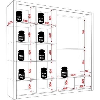 Wymiary: Szafa przesuwna VISTA 220