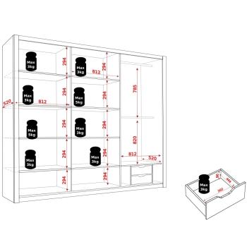 Wymiary: Szafa przesuwna VISTA 250