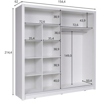 Wymiary: Szafa przesuwna z lustrem 154 BAKI 10